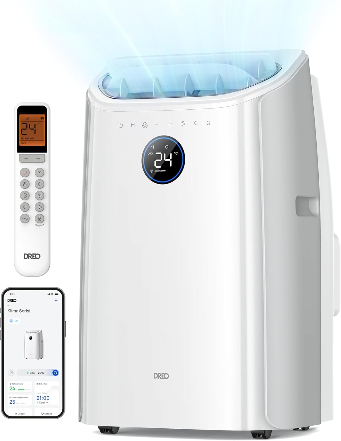 12,000 BTU Portable AC with Smart App & Voice Control – 3-in-1 Cooling, Fan, Dehumidifier