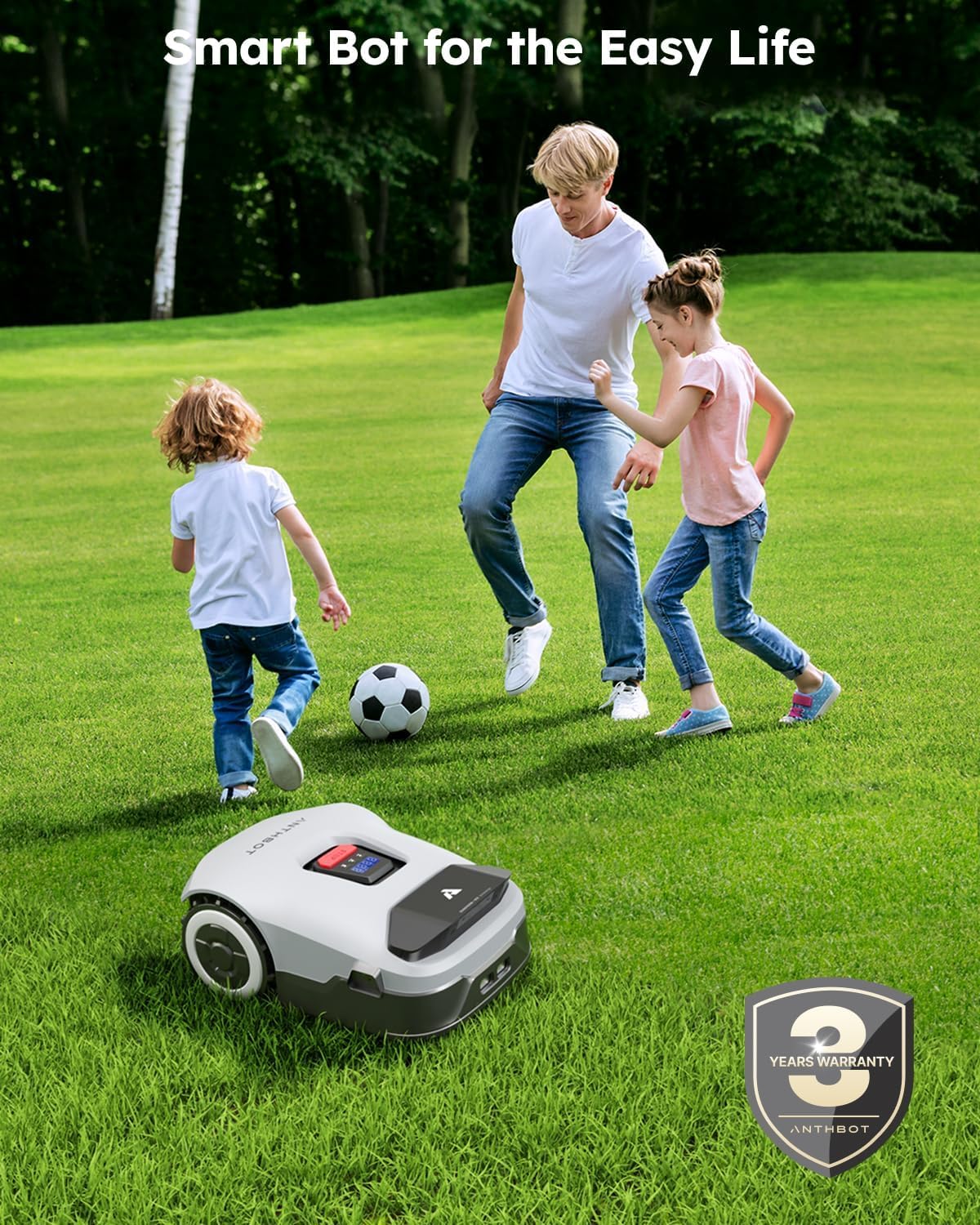 ANTHBOT Genie600 Robot Lawn Mower, Perimeter Wire Free, Full Band RTK+4-Eye Vision Robot Lawnmower, Recommended for 600 m², Max 800 m², Automatic Mapping, Accurate Obstacle Avoidance, APP Control